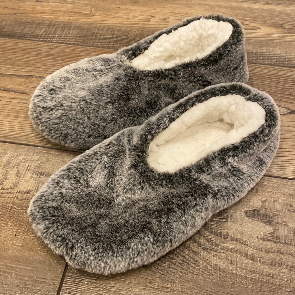 Grey Fuzzy Sock Slippers